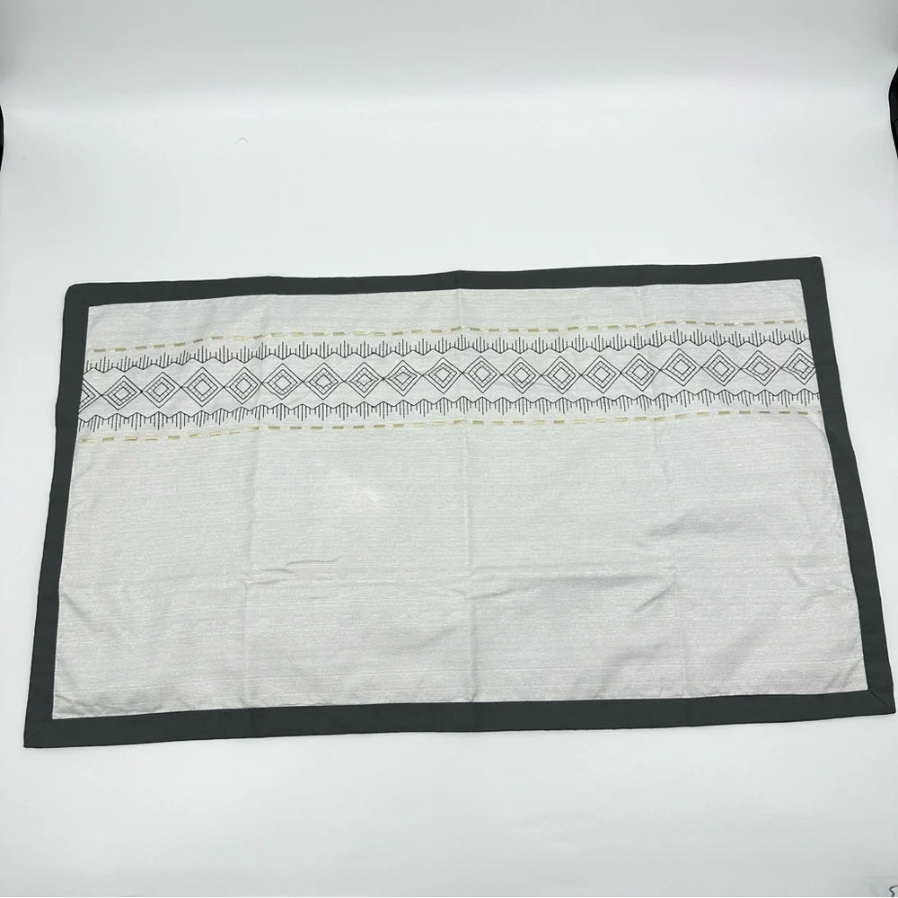 Embroidered Pillow Shams King Set of 2 and Throw Pillow Off White Gray
